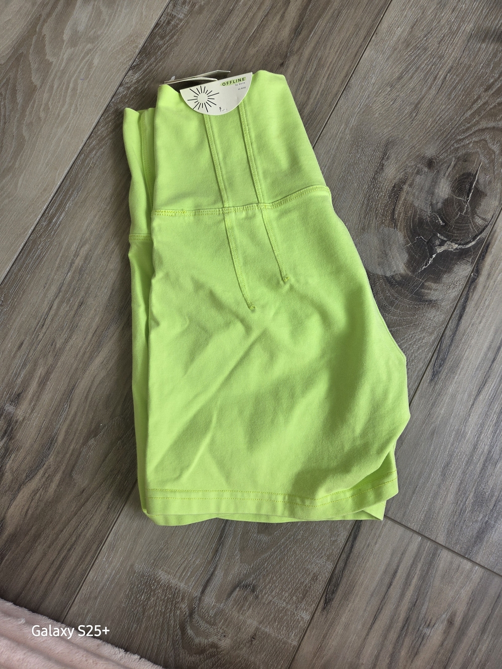 Neon Lime High-Rise Workout Shorts with Waist Drawstring